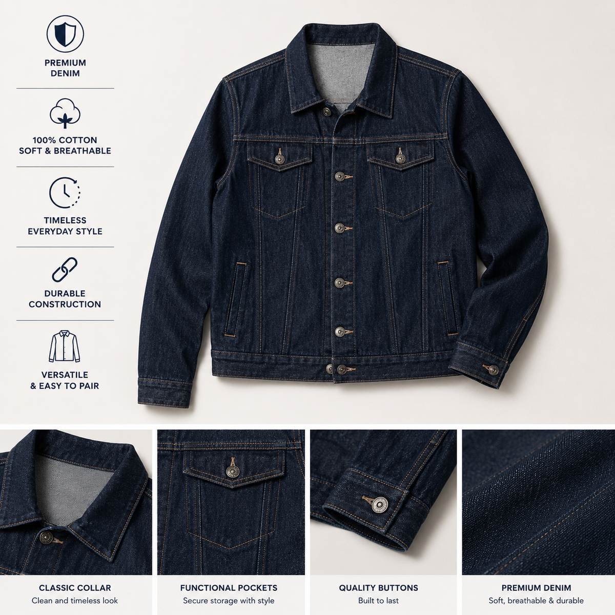 Dark Denim Jacket (NAVY)