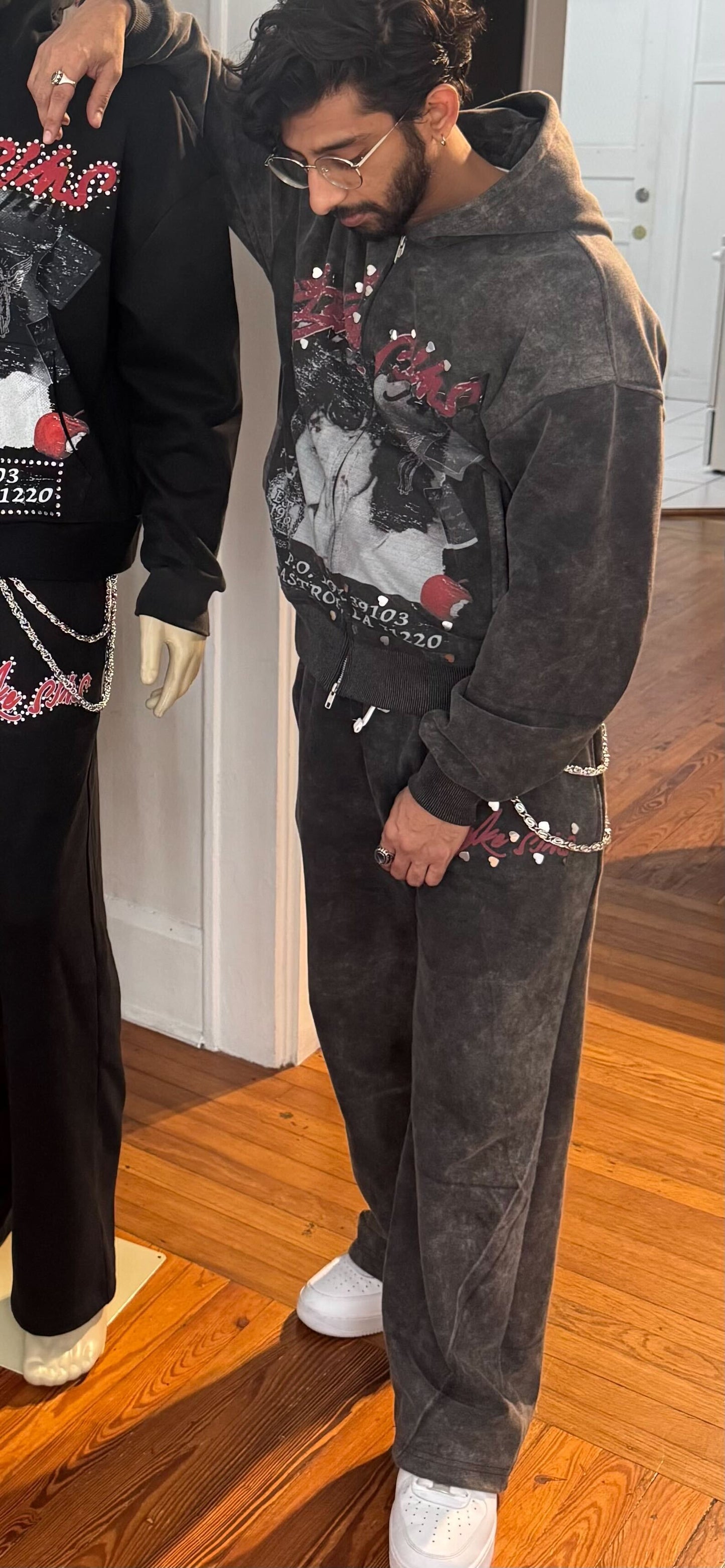 MYKE SIMS Vintage "Original Sin" Metal Heart Set + Wallet Chain