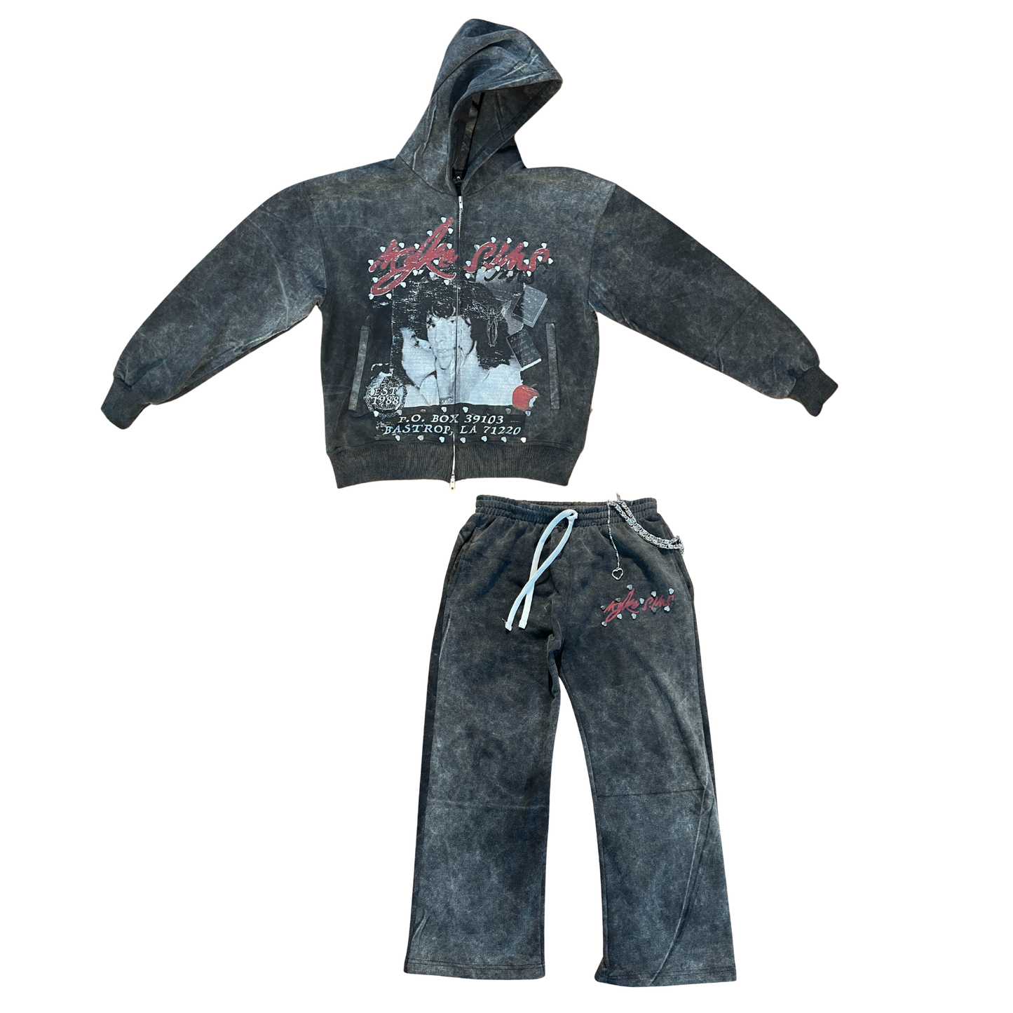 MYKE SIMS Vintage "Original Sin" Metal Heart Set + Wallet Chain